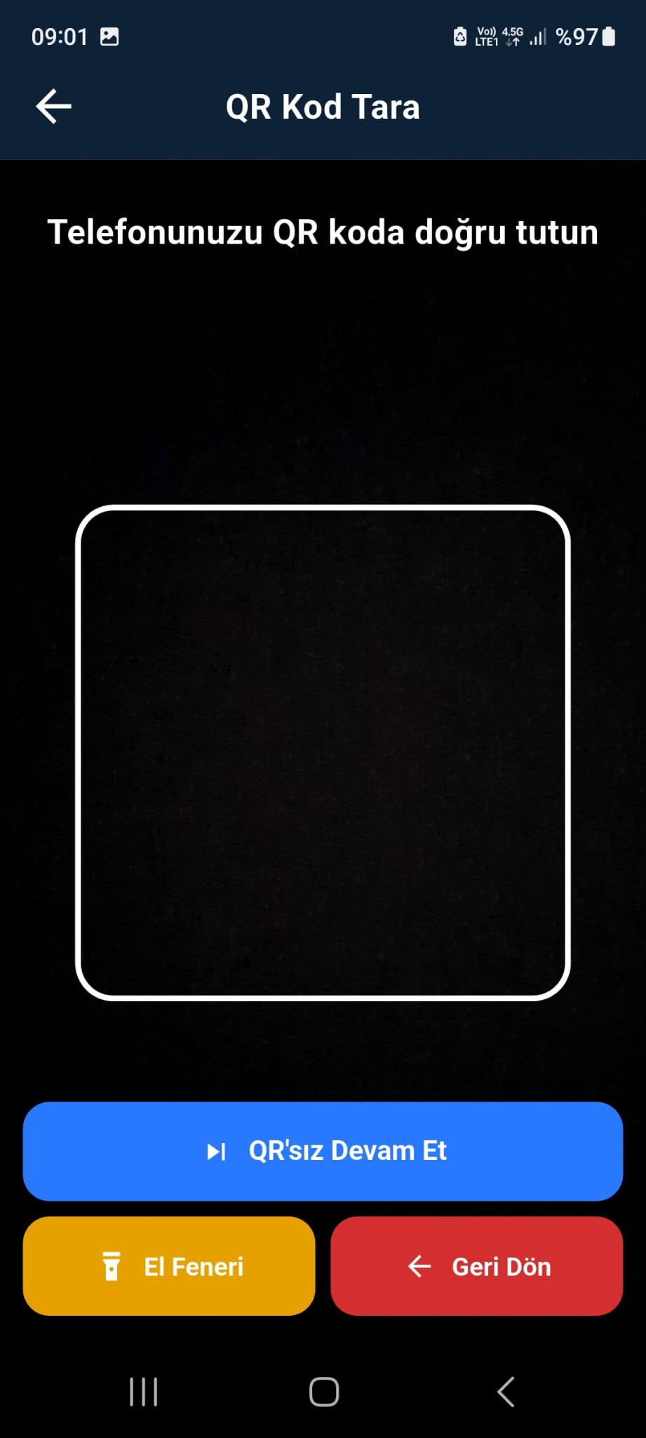 QR Kod Tarama Ekranı